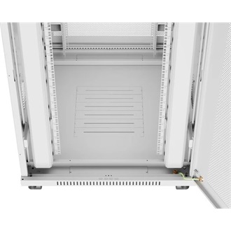 Lanberg 19" szabadon álló rack szekrény 27U/800X1000 perforált ajtó, lapraszerelt, LCD kijelző, szürke