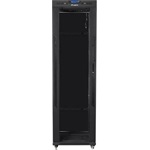 Lanberg 19" szabadon álló rack szekrény 42U/600X1000 üvegajtó, lapraszerelt, LCD kijelző, fekete V2