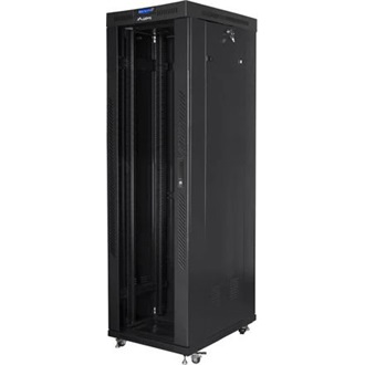 Lanberg 19" szabadon álló rack szekrény 42U/600X1000 üvegajtó, lapraszerelt, LCD kijelző, fekete V2