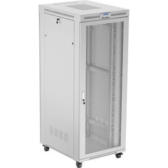 Lanberg 19" szabadon álló rack szekrény 42U/800X1000 perforált ajtó, lapraszerelt, LCD kijelző, szürke