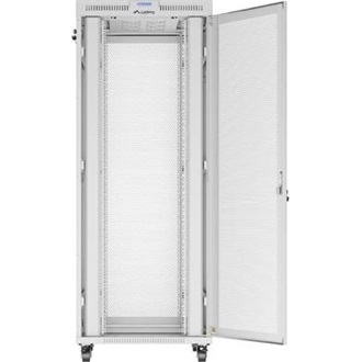 Lanberg 19" szabadon álló rack szekrény 42U/800X1000 perforált ajtó, lapraszerelt, LCD kijelző, szürke