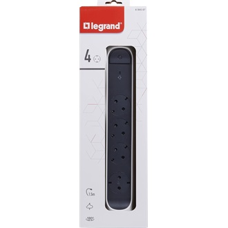 Legrand 694507 Premium 4db villásdugó CEE 7/3 (EU) elosztó 1.5m fehér-fekete