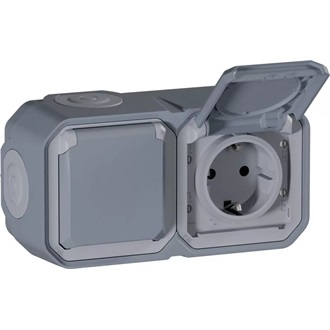 Legrand Plexo 55 2db villásdugó CEE 7/3 (EU) konnektor aljzat szürke