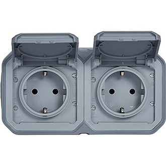 Legrand Plexo 55 2db villásdugó CEE 7/3 (EU) konnektor aljzat szürke