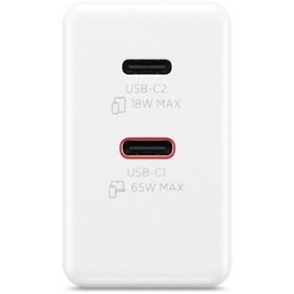 Lenovo Dual USB-C GaN 65W univerzális hálózati töltő adapter fehér