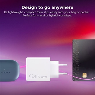 Lenovo Dual USB-C GaN 65W univerzális hálózati töltő adapter fehér