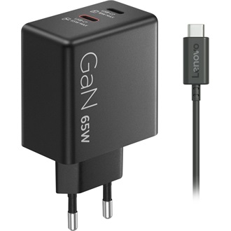 Lenovo Dual USB-C GaN 65W univerzális hálózati töltő adapter fekete