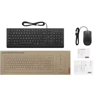 Lenovo Essential USB cseppálló angol membrán billentyűzet + egér fekete