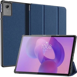 Lenovo Idea Tab / Idea Tab DUX DUCIS DOMO tok álló, bőr hatású aktív FLIP, textil minta, SÖTÉTKÉK