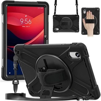 Lenovo Idea Tab / Idea Tab GIGAPACK Defender műanyag telefonvédő ütésállóság, vállpánt, FEKETE