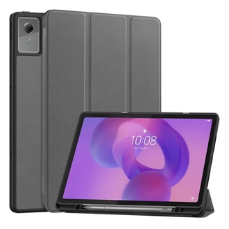 Lenovo Idea Tab Plus GIGAPACK Tok álló, bőr hatású aktív FLIP, ceruza tartó, SÖTÉTSZÜRKE