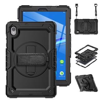 Lenovo Tab M10 FHD Plus Gigapack defender műanyag telefonvédő ütésállóság, vállpánt, FEKETE