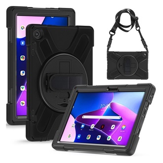 Lenovo Tab M10 Gigapack defender műanyag telefonvédő ütésállóság, vállpánt, FEKETE