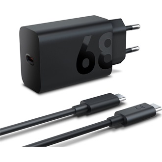 LENOVO hálózati töltő Type-C aljzat (68W, PD gyorstöltő + Type-C kábel) FEKETE (Gigapack csomagolás)