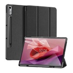 Lenovo Tab P12 DUX DUCIS DOMO tok álló, bőr hatású aktív, textil minta, FEKETE