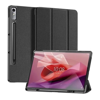 Lenovo Tab P12 DUX DUCIS DOMO tok álló, bőr hatású aktív, textil minta, FEKETE