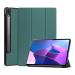 Lenovo Tab P12 Pro GIGAPACK tok álló, bőr hatású aktív FLIP, ceruza tartó, SÖTÉTZÖLD