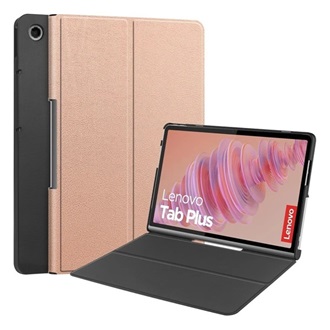 Lenovo Tab Plus GIGAPACK Tok álló, bőr hatású FLIP, oldalra nyíló, ROZÉARANY