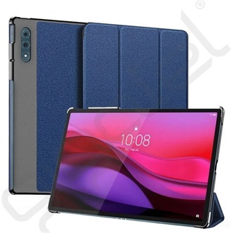 Lenovo Yoga Tab Plus DUX DUCIS DOMO tok álló, bőr hatású aktív FLIP, textil minta, SÖTÉTKÉK