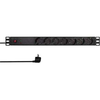 LogiLink 19" PDU 7 utas német aljzat, vonalszűrővel és túlterhelés elleni védelemmel