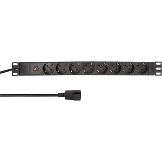 LogiLink 19" PDU 8-utas német aljzat, IEC csatlakozóval és túlterhelés elleni védelemmel