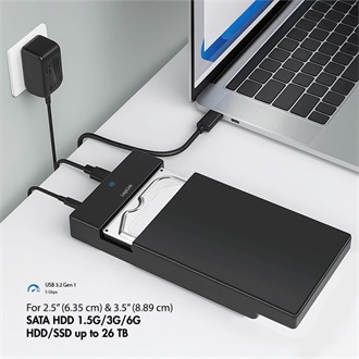 LogiLink 2.5/3.5" SATA3 USB-C Thunderbolt külső ház fekete