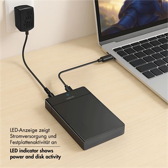LogiLink 2.5/3.5" SATA3 USB-C Thunderbolt külső ház fekete