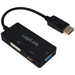 LogiLink DisplayPort 1.2 -> DVI-D HDMI VGA M/F adapter 0.15m fekete