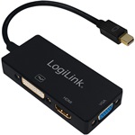 LogiLink Mini DisplayPort 1.2 -> DVI-D HDMI VGA M/F adapter 0.15m fekete