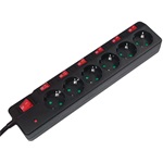 LogiLink 6-way socket outlet with single and main ON/OFF switches