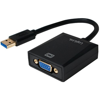 LogiLink USB-A 3.0 -> VGA M/F adapter 0.15m fekete