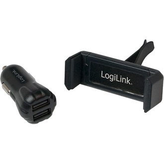 LogiLink Car Charger Set 10W telefon autós töltő adapter + tartó