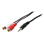 LogiLink Jack stereo 3,5mm -> 2db RCA M/F audio kábel 0.2m fekete