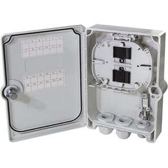 LogiLink FB124E FTTH elosztó doboz max. 24 szál, 6x LC/QD vagy SC/DX, terheletlen, IP55 fali csatlakozódoboz szürke