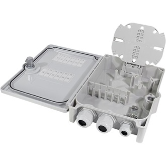 LogiLink FB124E FTTH elosztó doboz max. 24 szál, 6x LC/QD vagy SC/DX, terheletlen, IP55 fali csatlakozódoboz szürke