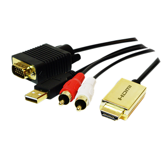 LogiLink HDMI -> VGA 2db RCA M/M video jelkábel 2m fekete
