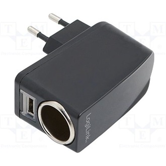 LogiLink Hálózati szivargyújtó töltő, + 1-port USB, 1000mA hálózati töltő adapter