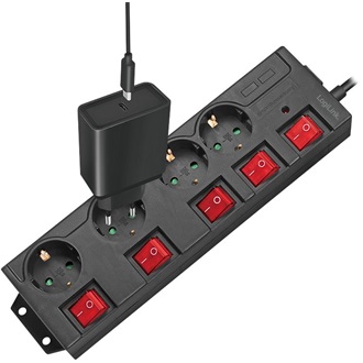 LogiLink LPS251 4db villásdugó CEE 7/3 elosztó 1.5m fekete