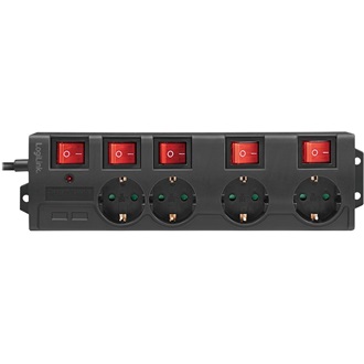 LogiLink LPS251 4db villásdugó CEE 7/3 elosztó 1.5m fekete