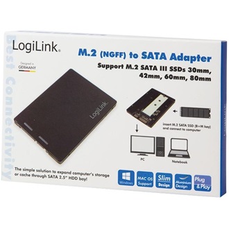 LogiLink M.2 NGFF B+M -> SATA F/M adapter fekete