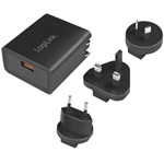 LogiLink PA0188 Travel Charger 18W univerzális hálózati töltő adapter 3-plug 100+ ország (QC3.0)