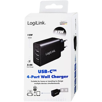 LogiLink PA0221 27W univerzális hálózati töltő adapter fekete