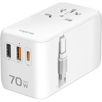 LogiLink PA0357 Travel 2500W univerzális hálózati töltő adapter fehér