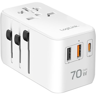 LogiLink PA0357 Travel 2500W univerzális hálózati töltő adapter fehér