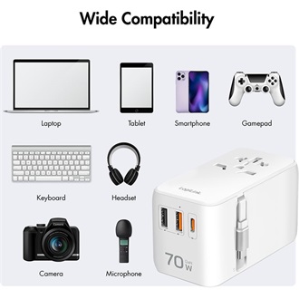 LogiLink PA0357 Travel 2500W univerzális hálózati töltő adapter fehér