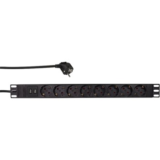 LogiLink PDU8C02 19" PDU 8db villásdugó CEE 7/3 (EU) rack elosztó 2m fekete