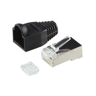 LogiLink RJ45 CAT6 UTP csatlakozó dugó fekete törésgátlóval, árnyékolt, 100db