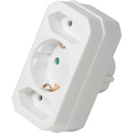 LogiLink Socket Adapter, 2x Euro and 1x Schuko, White