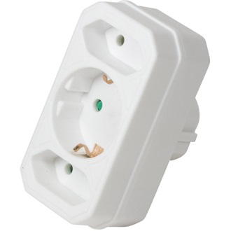 LogiLink Socket Adapter, 2x Euro and 1x Schuko, White