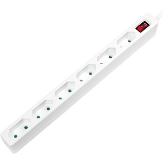 LogiLink Socket outlet 6-way with switch, slim, 1.5m, white